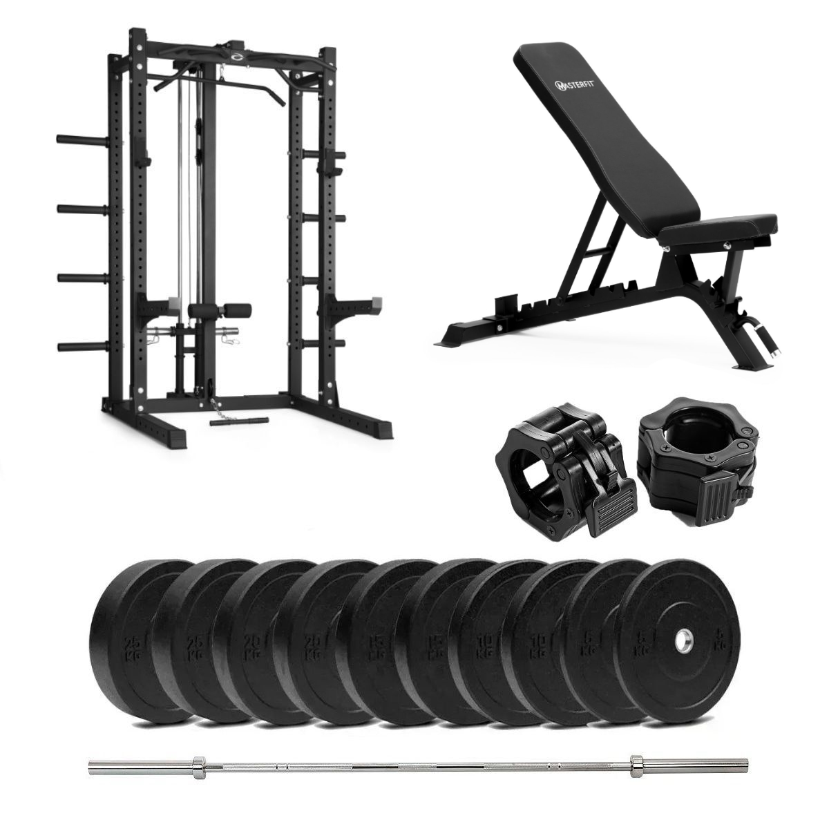 HR 500 Half Rack Bumper med benk og nedtrekk - 150 kg